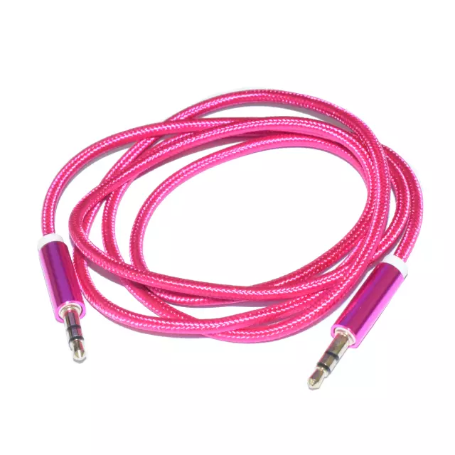 CABLE TEXTILE 3.5MM STEREO PLUG TO 3.5MM STEREO PLUG PINK GOLD ,1M